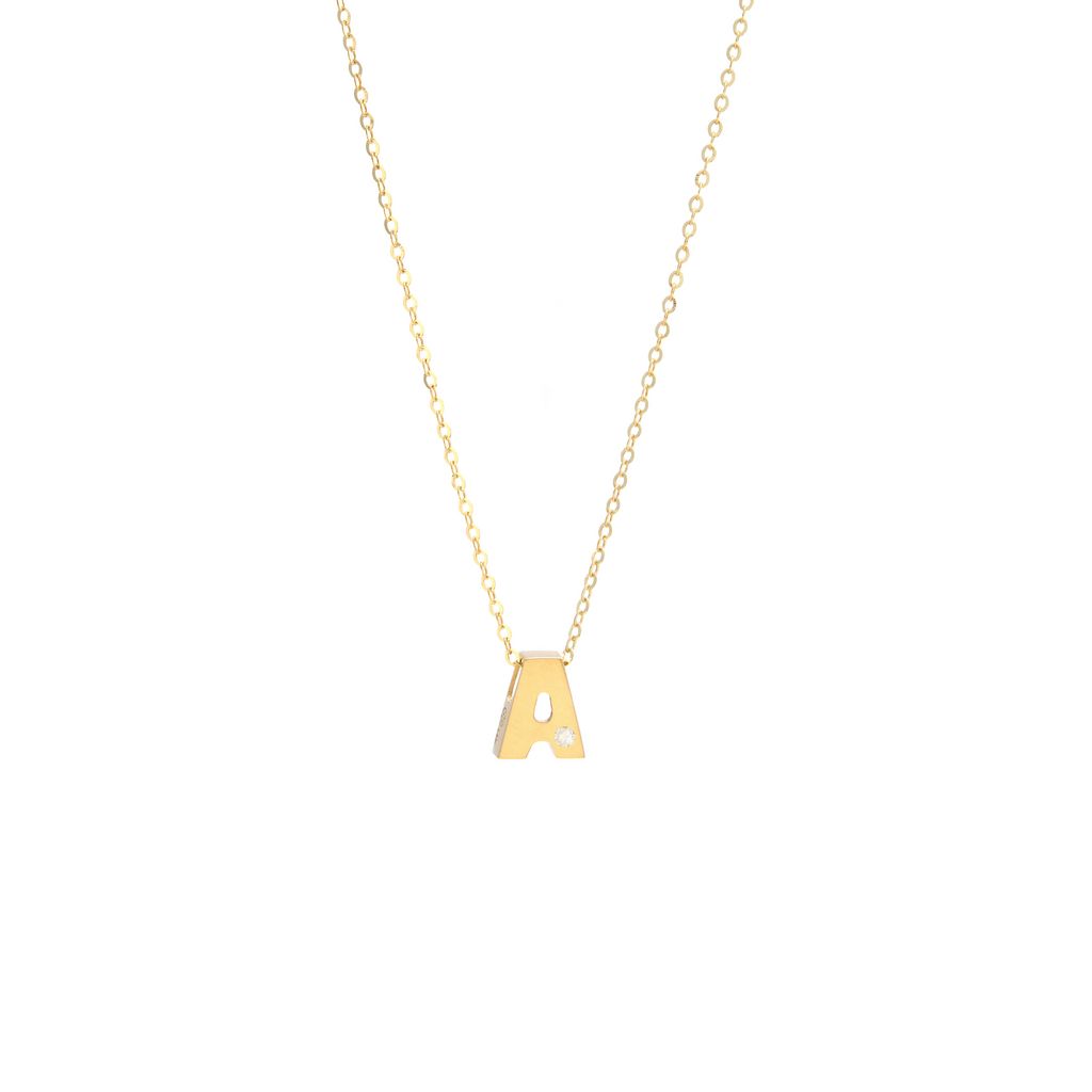 Iniciales oro amarillo 14k con diamante.